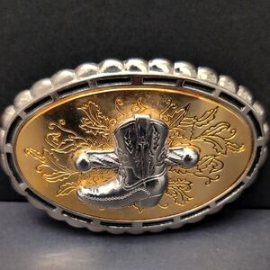 Tosoni Selleria Western Gold/Silver Toned Cowboy Boots Belt buckle.